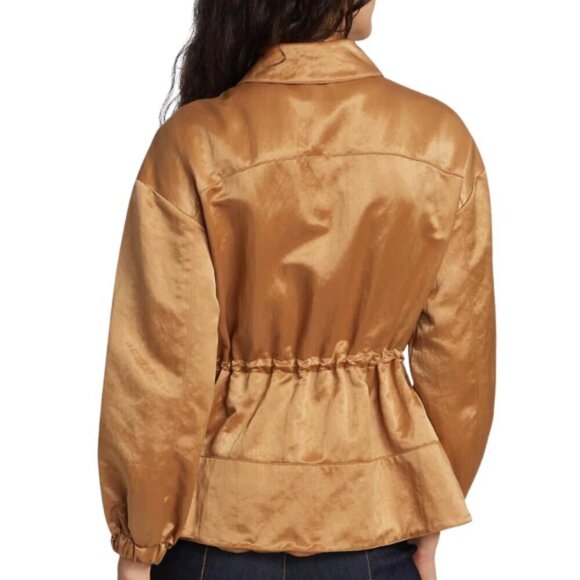 Cinq à Sept 'Liv' Matte-Satin Drawstring Waist Peplum Jacket, Coconut - Picture 2 of 2